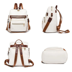 Large Capacity Leather Backpack for Women Vintage Bag School Travel Bagpack
