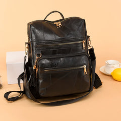 Large Capacity Leather Backpack for Women Vintage Bag School Travel Bagpack