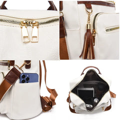 Large Capacity Leather Backpack for Women Vintage Bag School Travel Bagpack