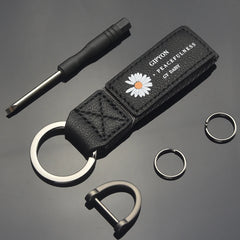 Leather Car Key Chain Metal Buckle Key Ring Holder