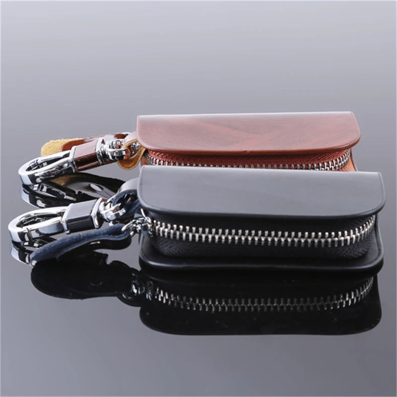 Leather Car Key Wallet Men Key Holder Zipper Key Case