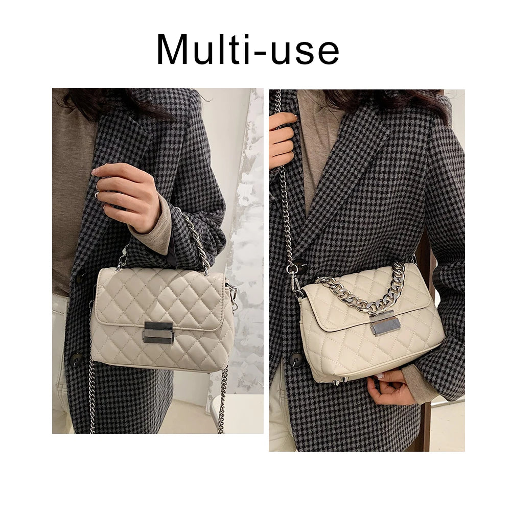 Women's Leather Crossbody Bag Chain Shoulder Purse