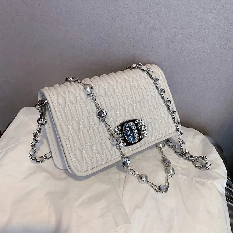 High Leather Handbag Chain Handle Shoulder Messenger Bags for Woman