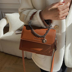 High Quality Leather Shoulder Bag with Thick Chain Handle
