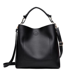 High Leather Women Bag Bucket Shoulder Bags Solid Big Capacity Tote