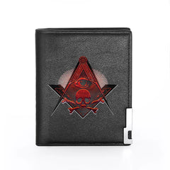 Masonic Skull Crossbones Wallet Slim Credit Card Holder