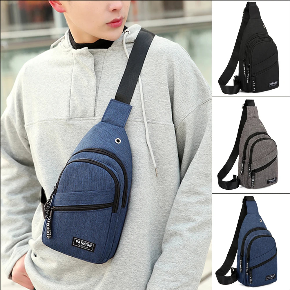 High Men Chest Bag Anti-Theft Sling Pack USB Charge Port Satchel