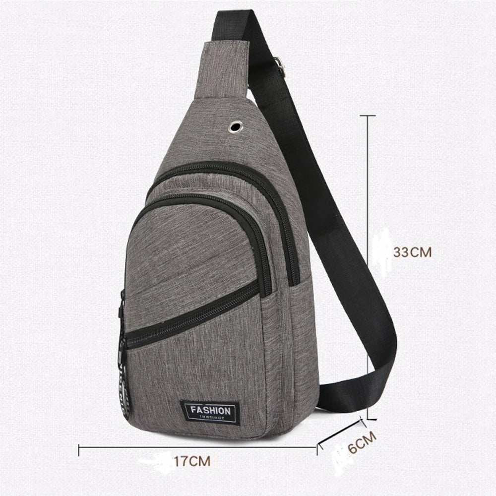 High Men Chest Bag Anti-Theft Sling Pack USB Charge Port Satchel