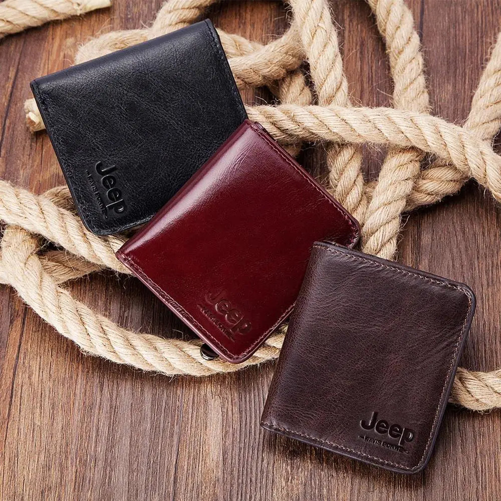 Vintage Men's Leather Wallet with Zipper Pouch