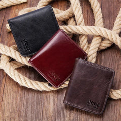 Vintage Men's Leather Wallet with Zipper Pouch