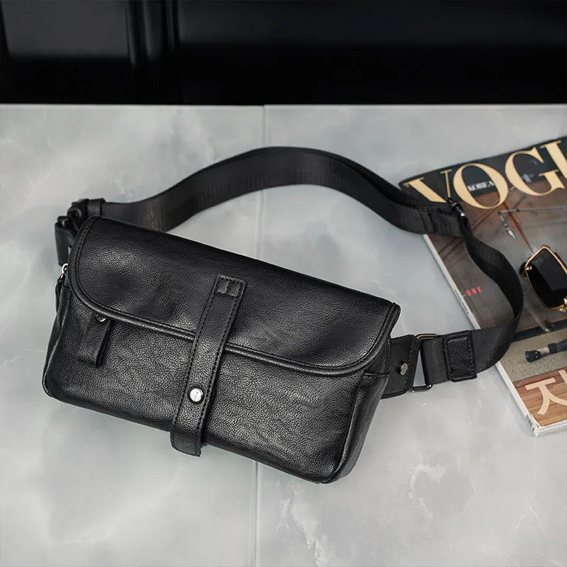 Men's PU Leather Chest Bag Crossbody Small Shoulder Handbag