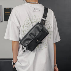 Men's PU Leather Chest Bag Crossbody Small Shoulder Handbag