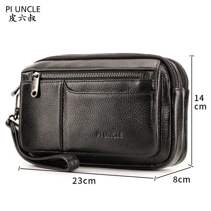 Men's Clutch Wallet Leather Double Zip Business Wallet