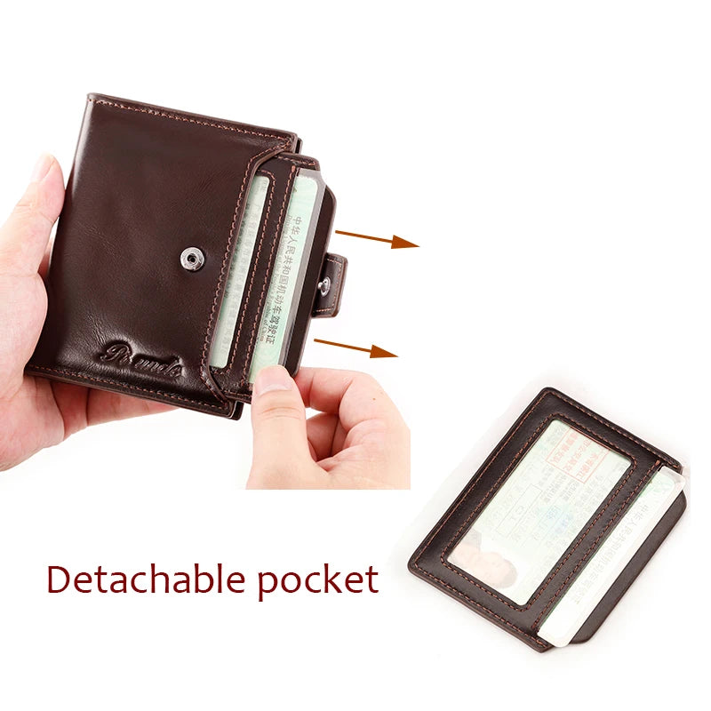 Vintage Men's Leather Thin Wallet Zipper Pouch Male Purse Money Bag