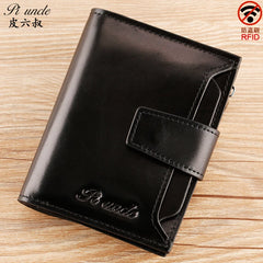Vintage Men's Leather Thin Wallet Zipper Pouch Male Purse Money Bag