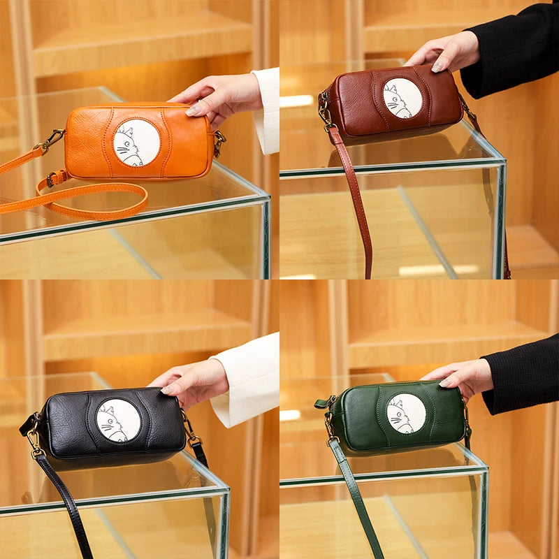My Neighbor Totoro Leather Shoulder Bag Cowhide Mobile Phone Bag