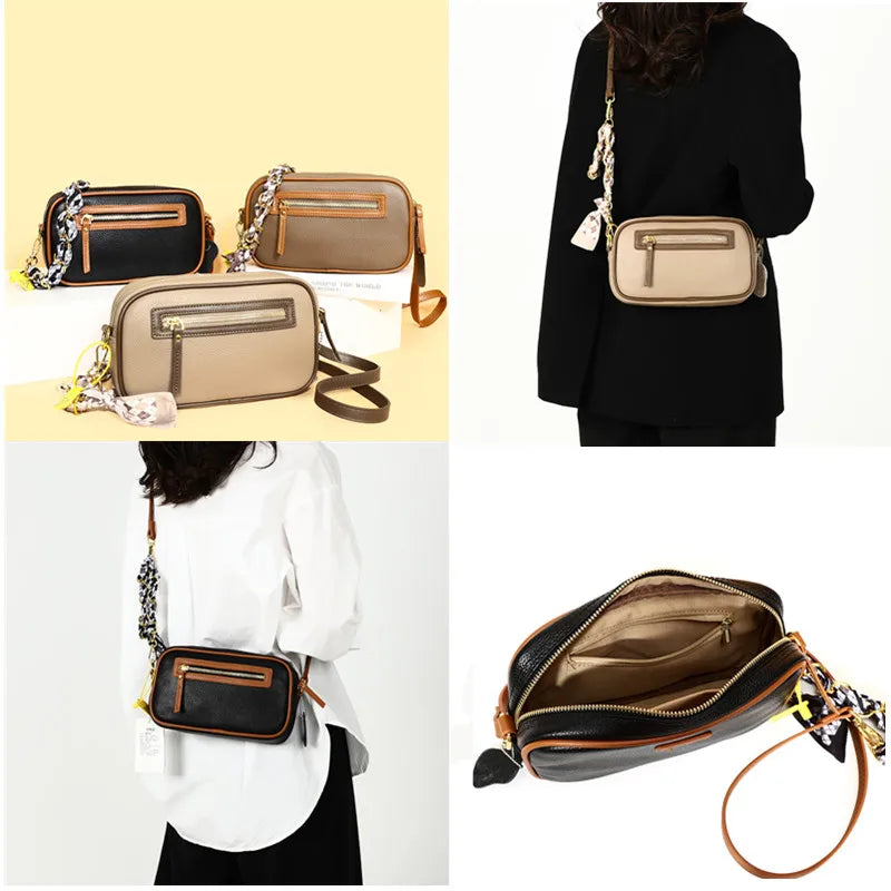Natural Cowskin Female Shoulder Crossbody Tote Leather Bags