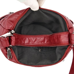 Soft Wash Leather Women Crossbody Shoulder Bag Multi-Pocket
