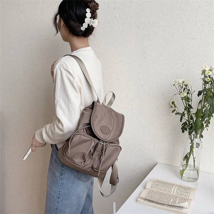 Nylon Backpack Large Capacity Button Travel Bag Harajuku Unisex