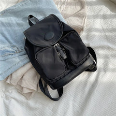 Nylon Backpack Large Capacity Button Travel Bag Harajuku Unisex
