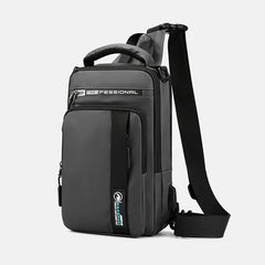 Nylon Chest Bag USB Charging Cross Body Rucksack Sling Backpack