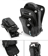 Nylon Chest Bag USB Charging Cross Body Rucksack Sling Backpack