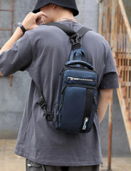 Nylon Chest Bag USB Charging Cross Body Rucksack Sling Backpack
