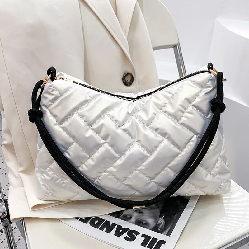 Nylon Shoulder Bags for Women Winter Ladies Lingge Armpit Bag
