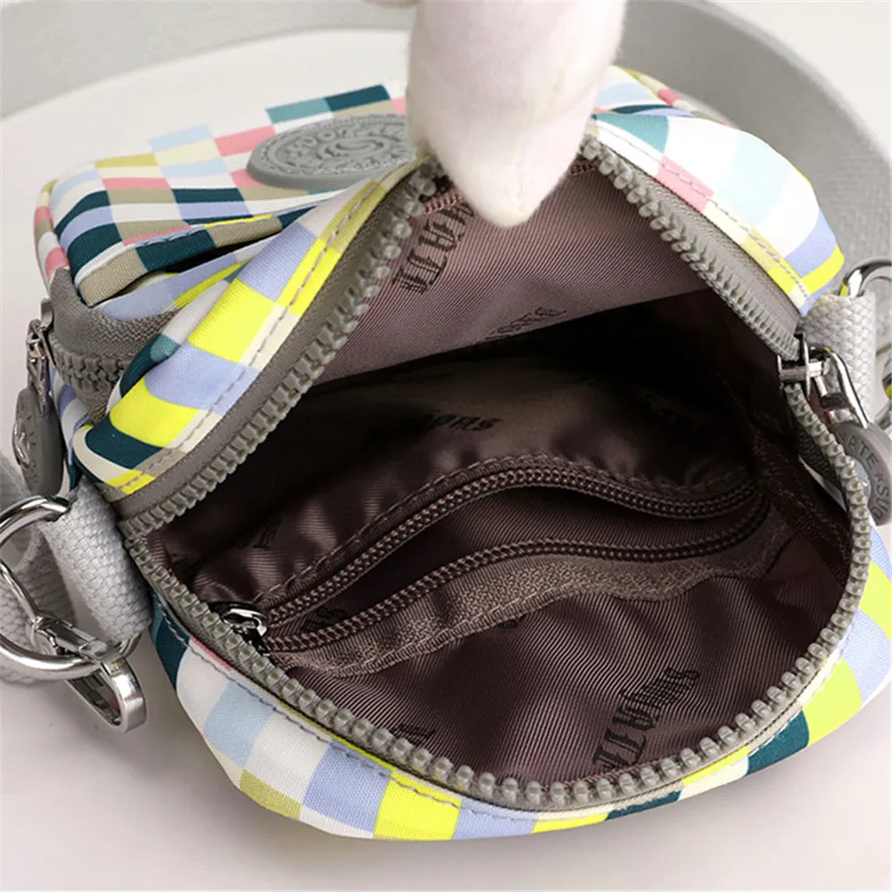 Nylon Floral Messenger Bag Mini Shoulder Multifunctional Phone Bag
