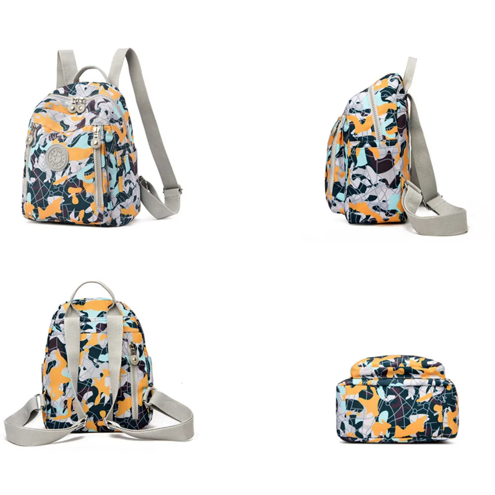 Nylon Floral Women Backpack Multifunctional Travel Bag