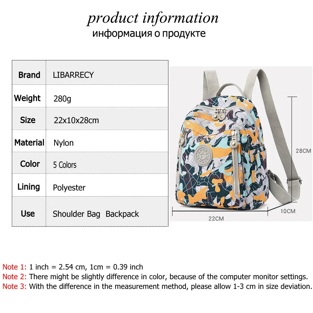 Nylon Floral Women Backpack Multifunctional Travel Bag