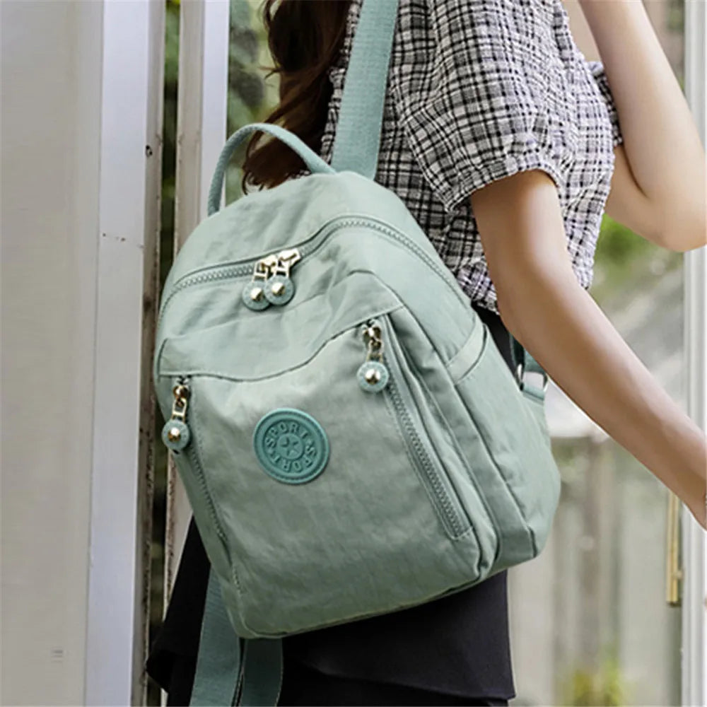 Nylon Floral Women Backpack Multifunctional Travel Bag