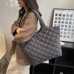 Nylon Cotton Big Shoulder Bag Winter Shopper Totes