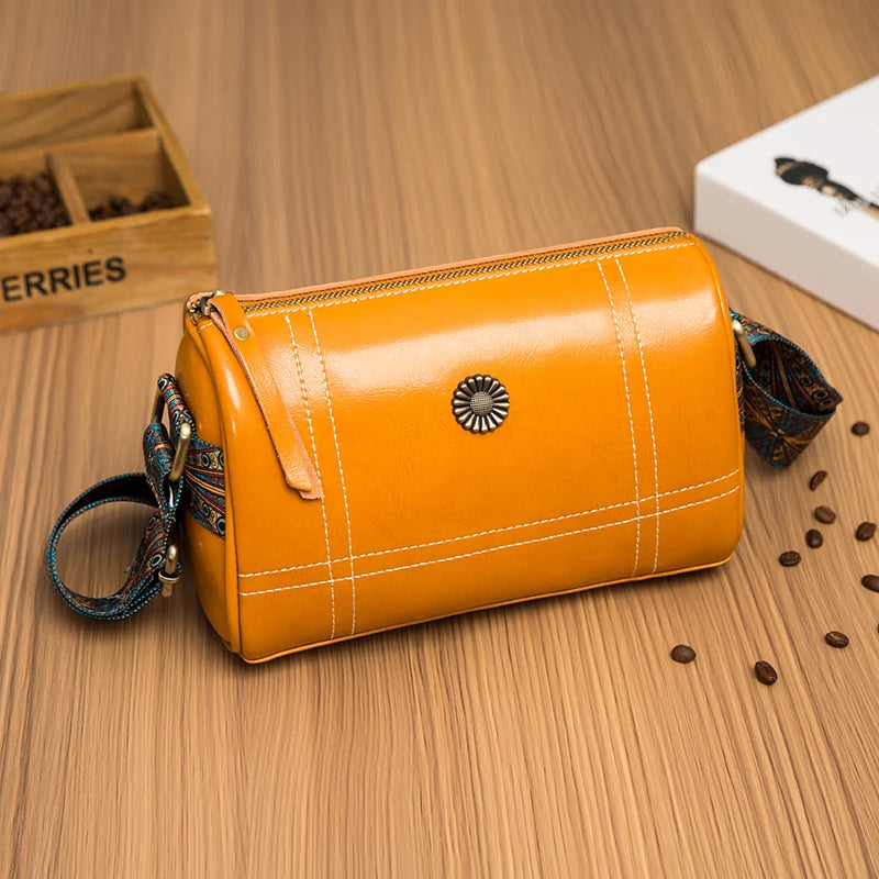 High Oil Wax Leather Women Shoulder Messenger Bags