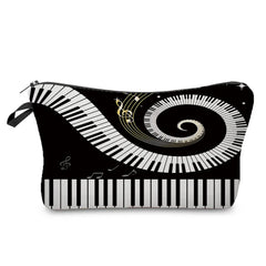 Music Notes Print Makeup Bag Organizer Portable Pencil Case