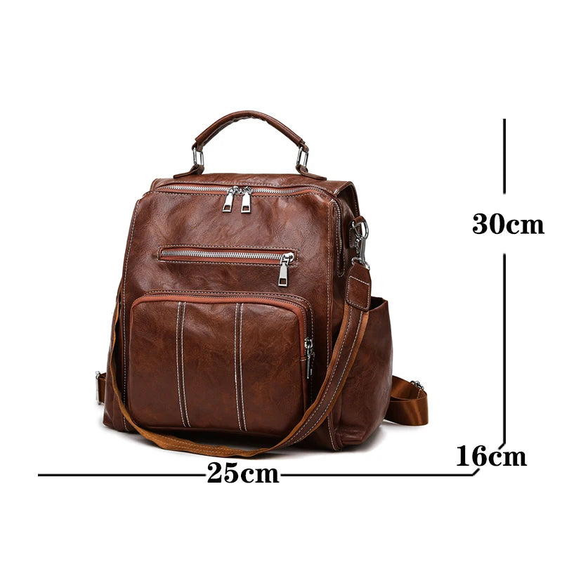 PU Leather Backpack Women Retro Backpacks Ladies School Bag Casual Backpacks