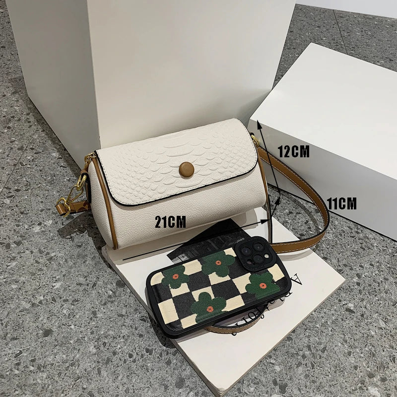 PU Leather Flap Shoulder Bags For Women Handbags Small Round Crossbody