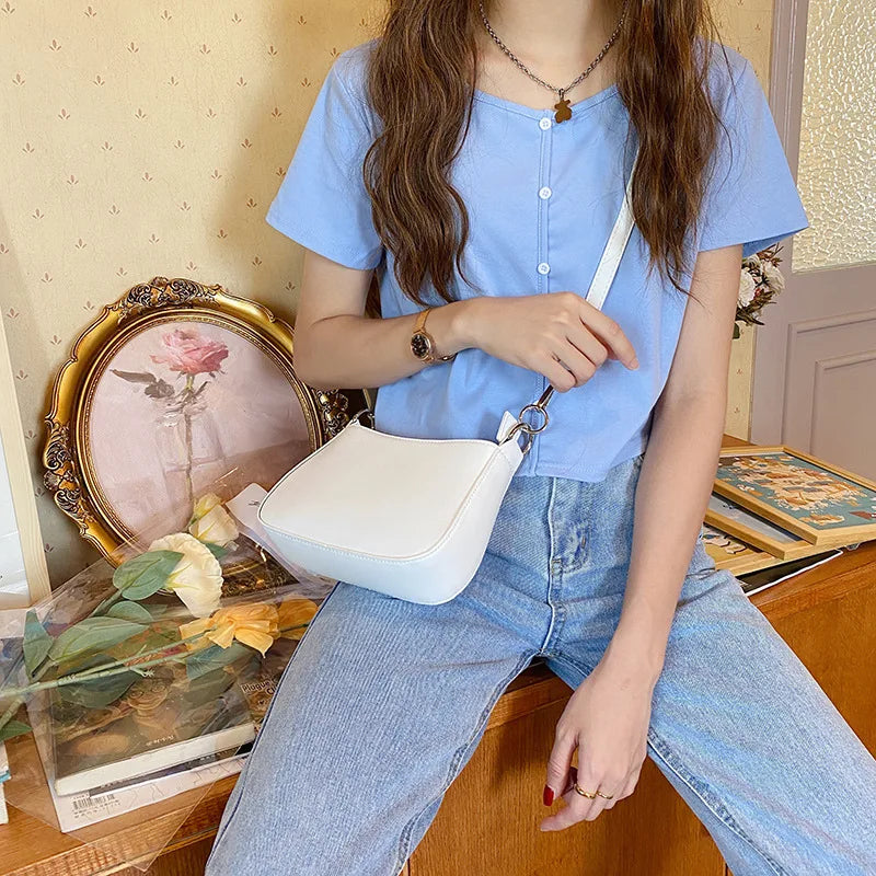 PU Leather Small Crossbody Bag Single Chain Shoulder Bag for Women