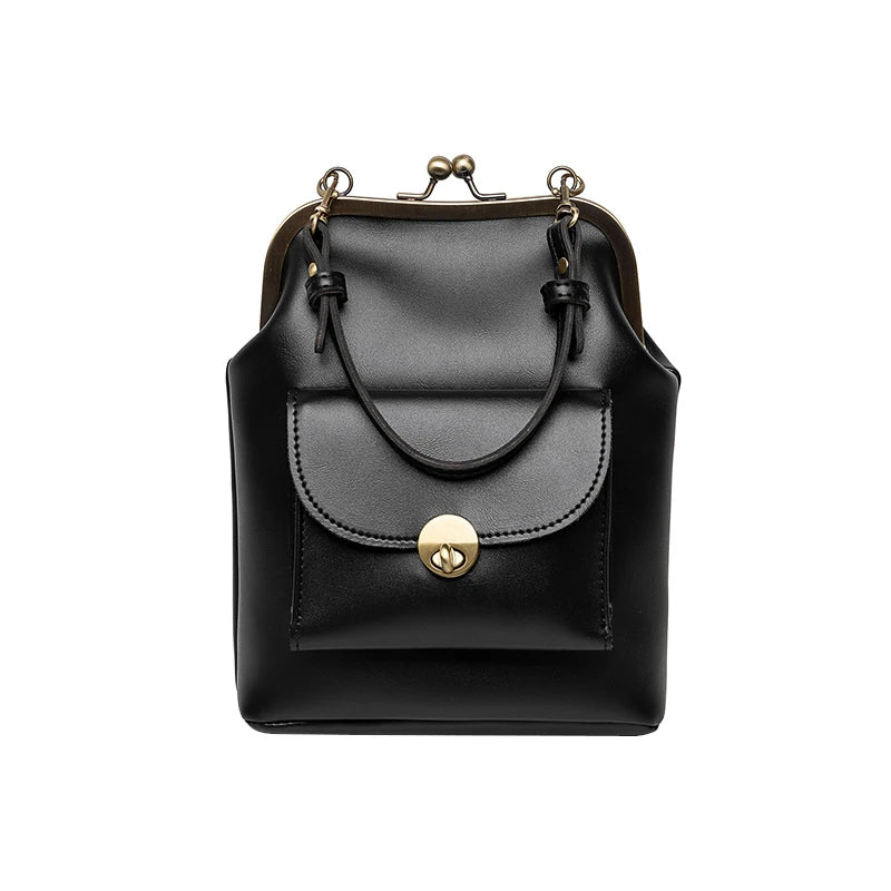 Vintage Solid Pocket Shell Bags 2 Straps Women Shoulder Crossbody Bag