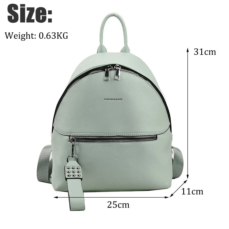 Small PU Leather Women Backpack for Teenage Girls College Shoulder School Bags