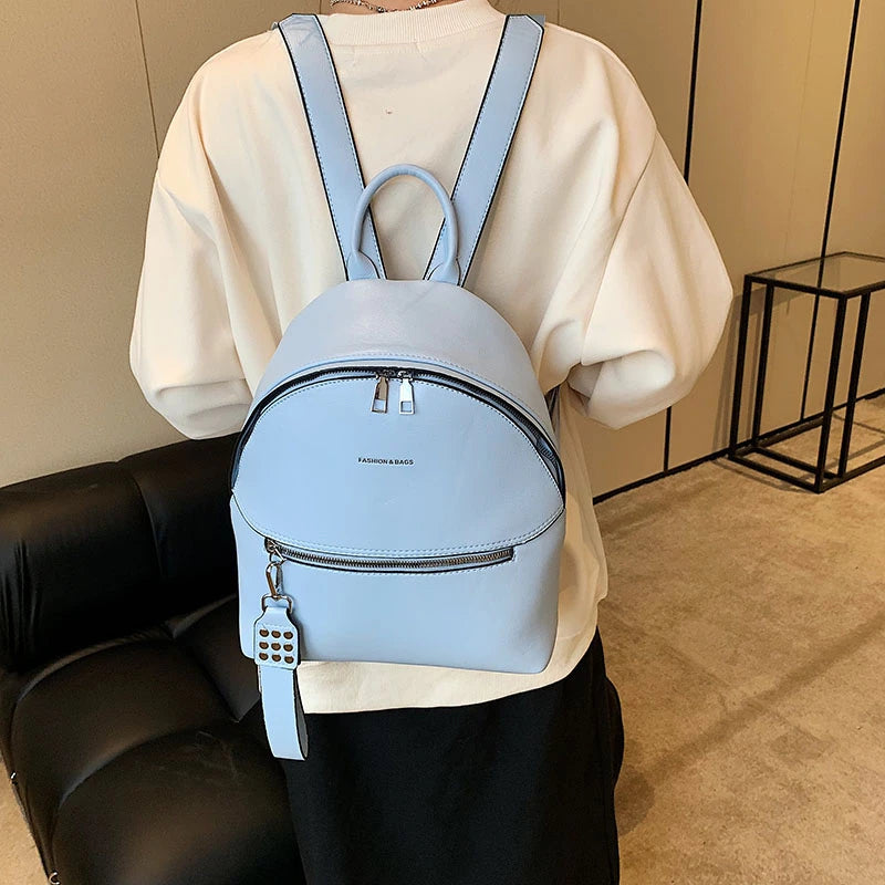 Small PU Leather Women Backpack for Teenage Girls College Shoulder School Bags