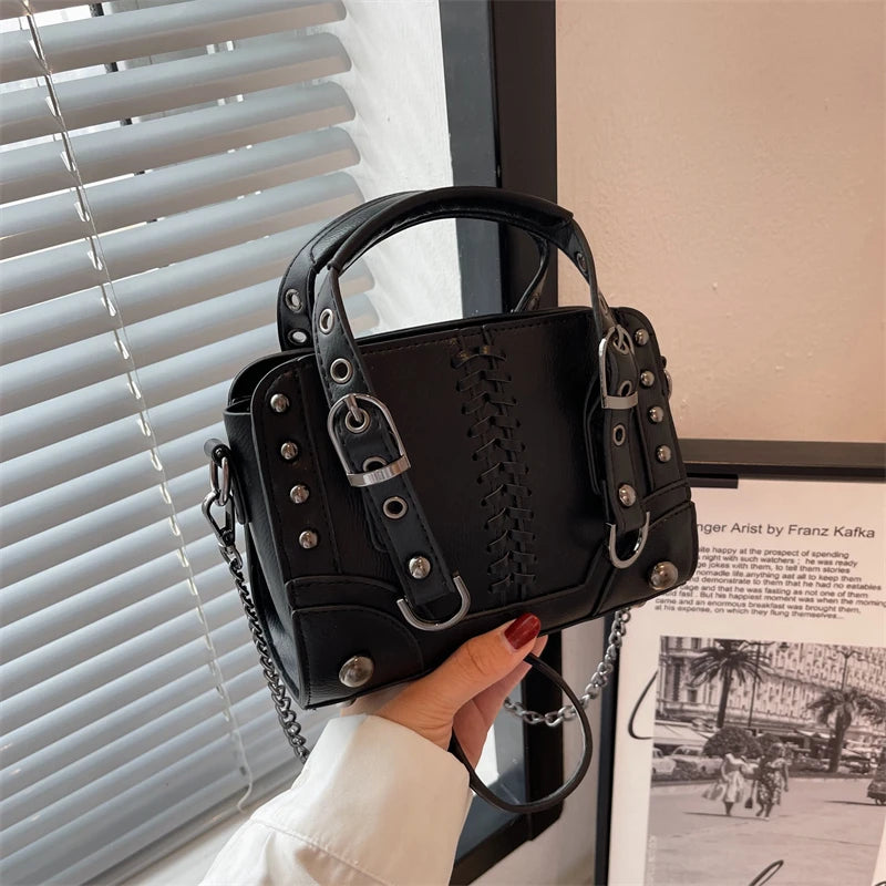 PU Leather Women Shoulder Bag Top Handle Handbag Chain Messenger Bag
