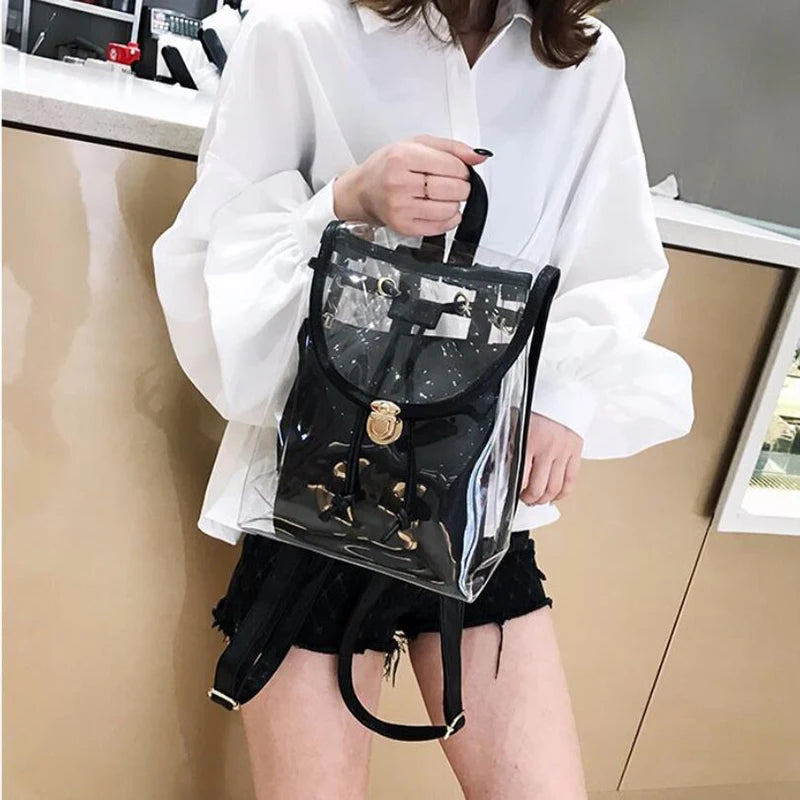 PVC Transparent Women Backpack for Teenage Girls