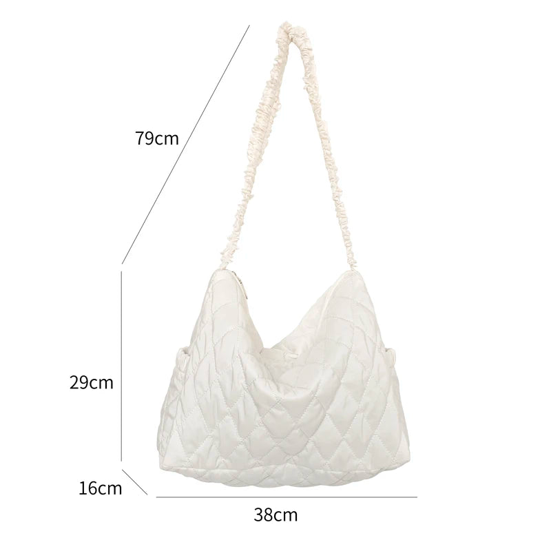 Plaid Quilting Nylon Crossbody Bag with Zipper Closure
