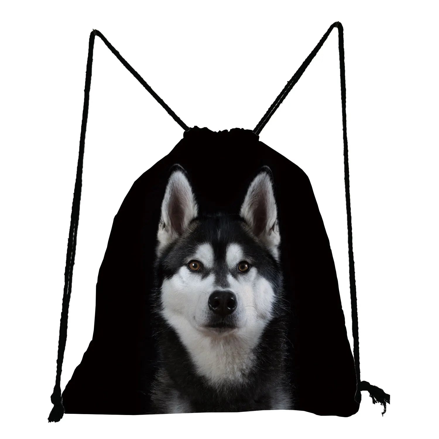 Animal School Bag Pug Dalmatian Husky Printed Drawstring Pocket