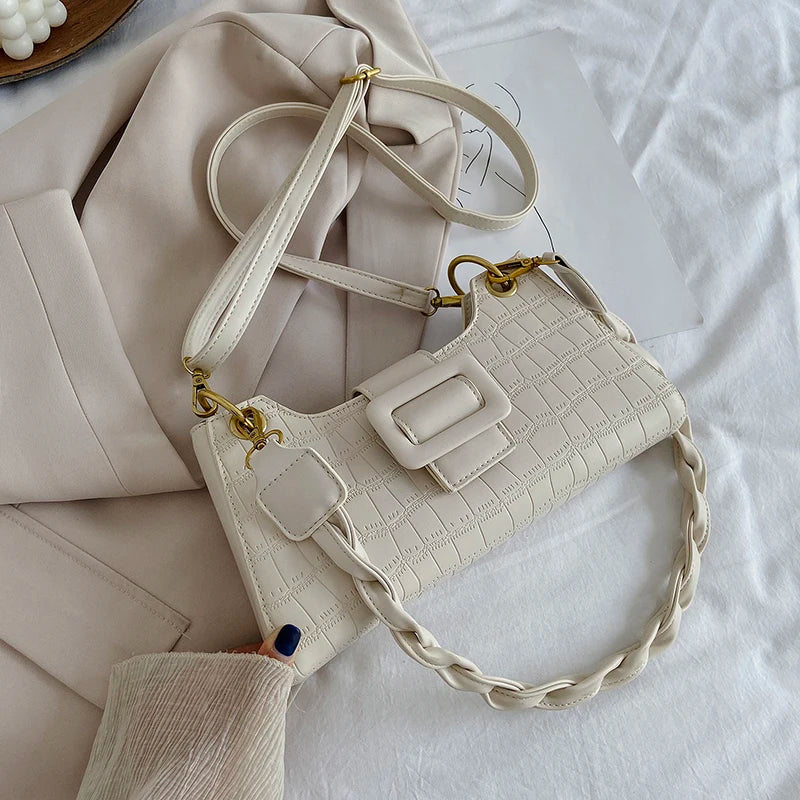 Crocodile Pattern Crossbody Bag Women Leather Shoulder Travel Handbag