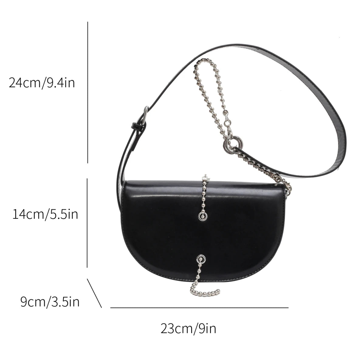 Women Half Moon Shoulder Bag Semicircular Crossbody Handbag Small