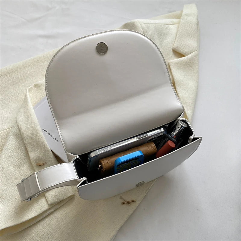 Women Half Moon Shoulder Bag Semicircular Crossbody Handbag Small