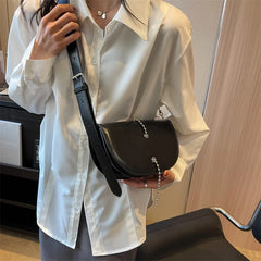 Women Half Moon Shoulder Bag Semicircular Crossbody Handbag Small