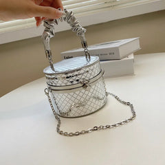 Silver Lattice Small Shoulder Purses Women Handbags